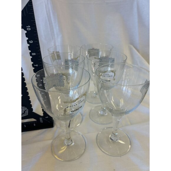 Set Of 6 Vintage Etched Clear Glass Goblets With Archway Design - Picture 2 of 2